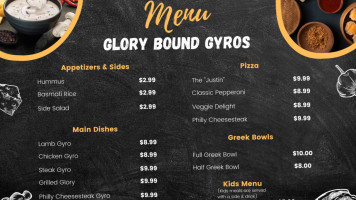 Glory Bound Gyros menu