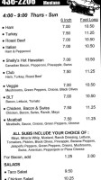 Seabeck Pizza Subs menu