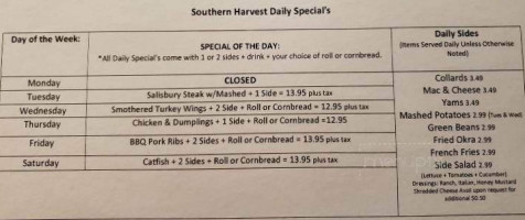 Southern Harvest Soul Food menu