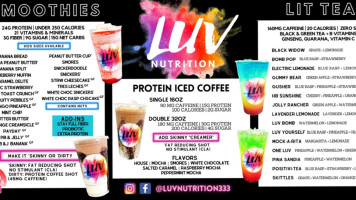Luv Nutrition menu
