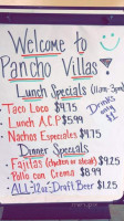 Pancho Villas Salsbury menu