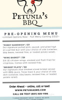 Petunia's Bbq menu