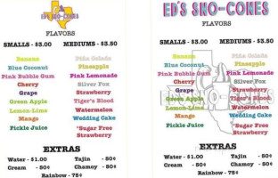 Ed's Sno Cones menu