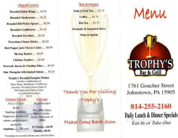 Trophy's And Grill menu
