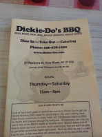 Dickie Do's Bbq menu