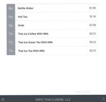 Siri's Thai Cuisine menu