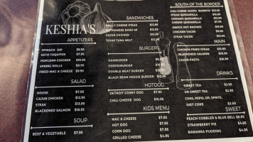 Keshia's Cafe menu