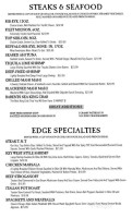 Edge Restaurant Sportsbar menu
