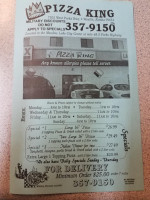 Pizza King menu