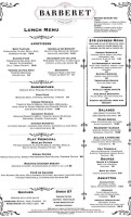 Bistro Barberet Bakery menu