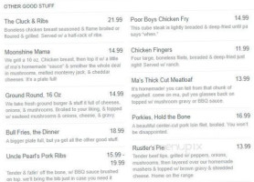 Poor Boys Steakhouse menu