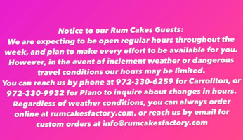 Rum Cakes Factory food