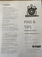 Pins Tips Bowling Alley menu