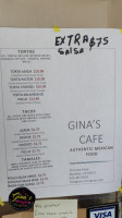Gina's Café Oaxaca Mexican Food menu