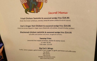 Big Zoe's menu