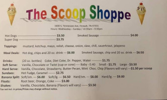 The Scoop Shoppe menu