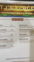 Tj's Place menu