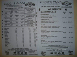 Ricci's Pizzeria menu