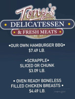 Tony's Delicatessen menu