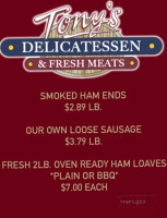 Tony's Delicatessen menu