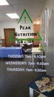 Peak Nutrition menu