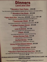 Blondies Roadhouse menu