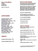 Ray's Pub menu