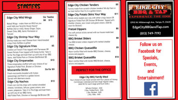 Edge City Bbq And Tap Oldsmar menu