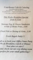 Courthouse Cafe Catering menu