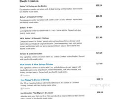 Outback Steakhouse menu