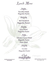 Cafe Magnolia menu