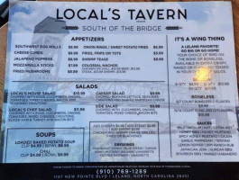 Locals Tavern menu