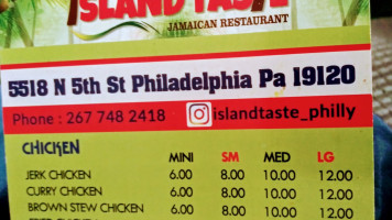 Island Taste Jamaican menu