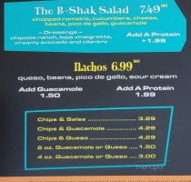 Burrito Shak menu