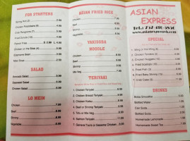 Asian Express menu