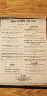 Shooters Saloon menu