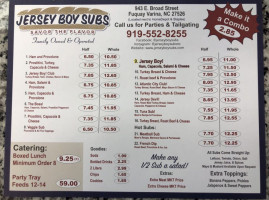 Jersey Boy Subs menu