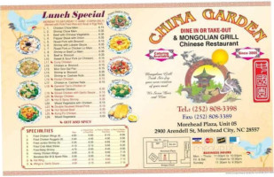China Garden Mongolian Grill menu