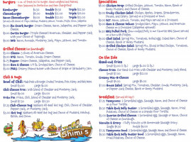 Shimi's Food Truck/café menu