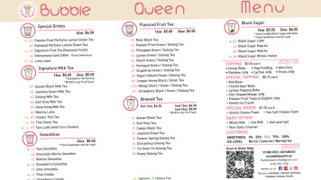 Bubble Queen menu