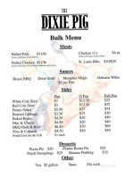 The Dixie Pig menu