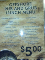 Off Shore Pub Grub menu