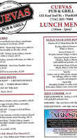 Cuevas Pub Grill menu