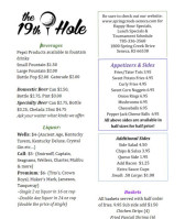19th Hole At Spring Creek Golf Course menu