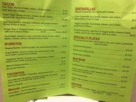 Taqueria El Gallo menu