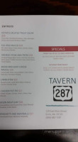 Tavern 287 menu