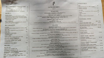 Juneberry Table menu