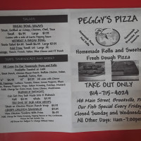 Peggy's Pizza menu