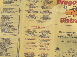 Dragon's Bistro menu