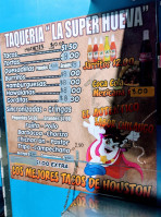 Taqueria La Super Hueva (food Truck) menu